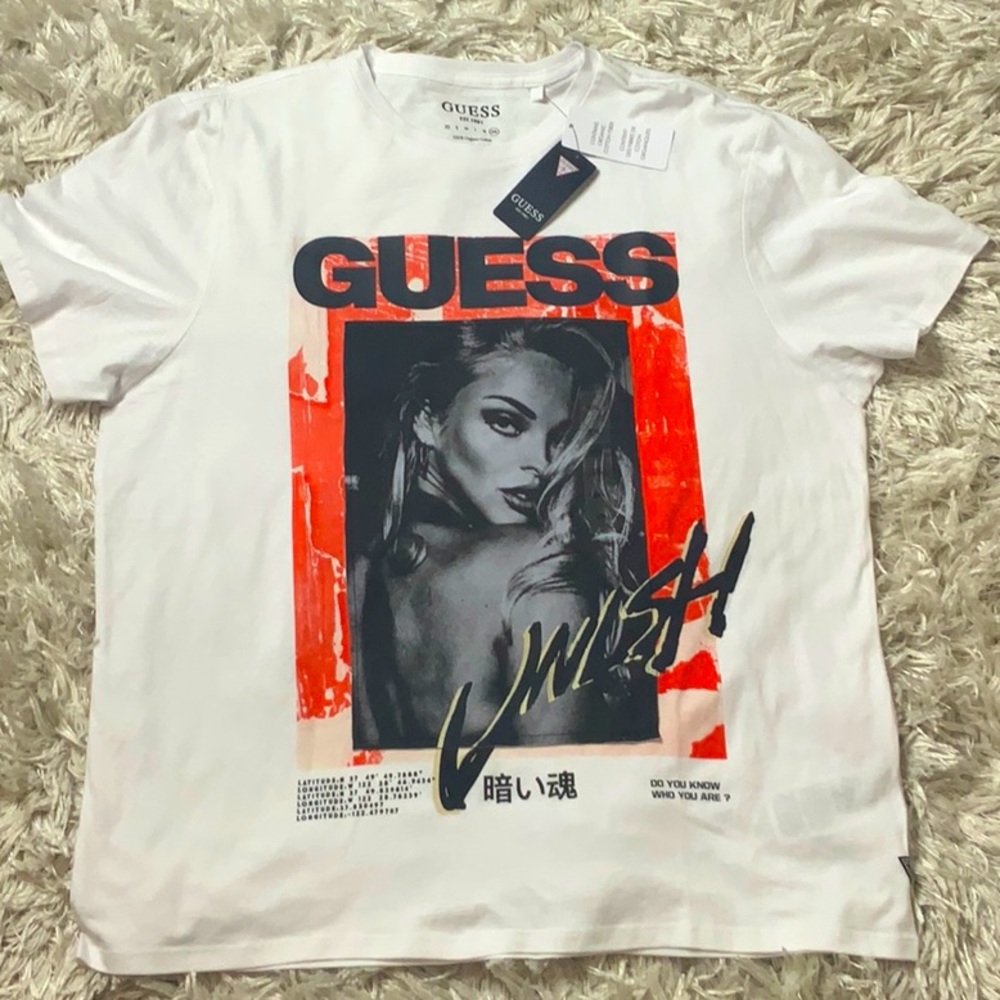 Guess Men’s White SS Basic All Night Tee Size XXL